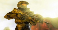 Halo 4 Spartan in gold, backlit