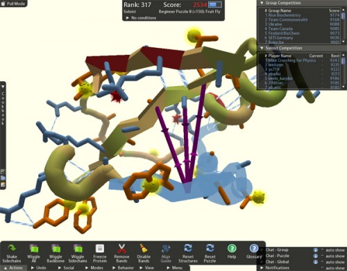 Foldit, online PC game, folding proteins