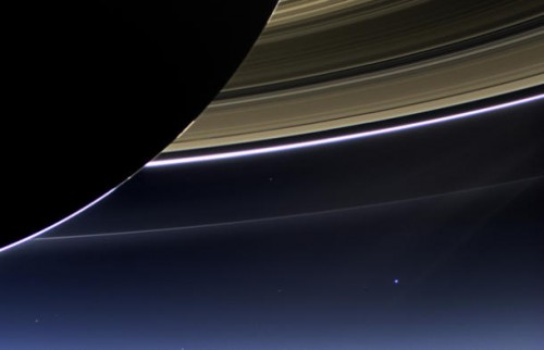 In this closeup of the above image, you can see Earth on the lower right.
