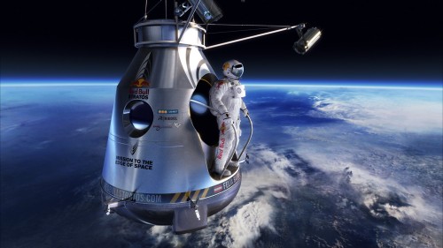 Felix Baumgartner prepares to leap into free fall Oct 14, 2012