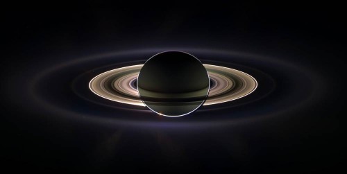 Backlit photo taken Sept 15, 2006. Cassini discovered the two faint rings, not visible from Earth.